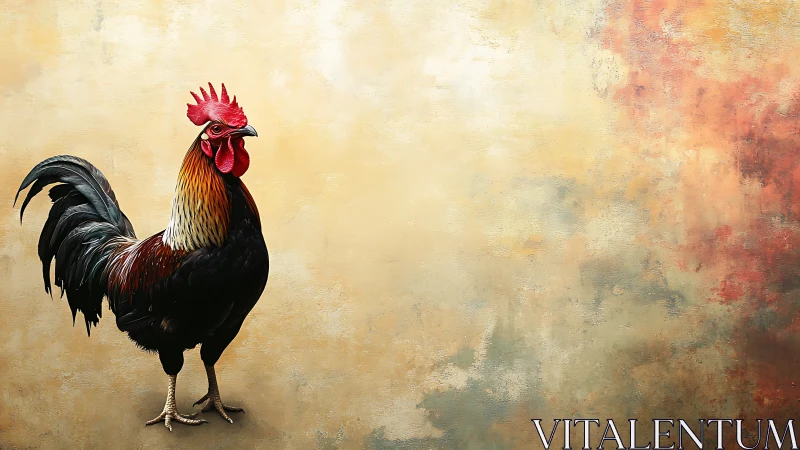 Proud Rooster Against Weathered Golden Backdrop.