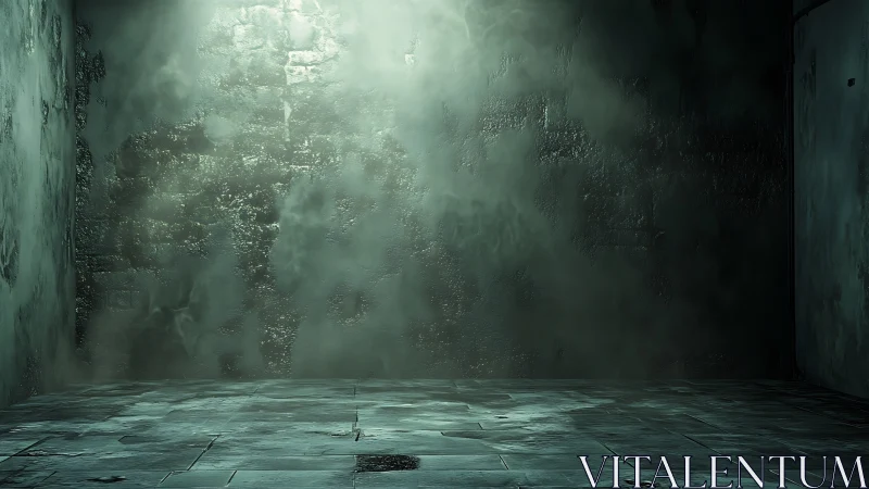 Lonely concrete chamber breathing in pale ghost light.