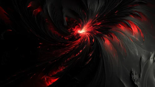 Radial red fractal vortex forms in high-contrast turbulent flow field