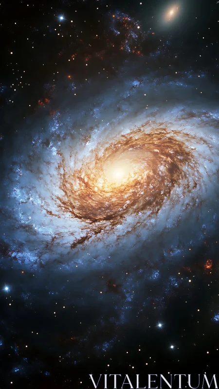Spiral galaxy core with dense luminous accretion structure.