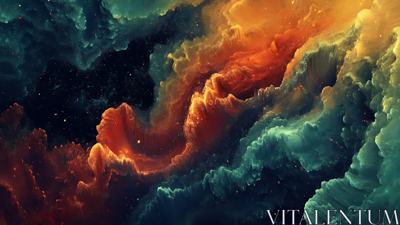 Nebula tides collide in a cosmic storm of painted starlight.