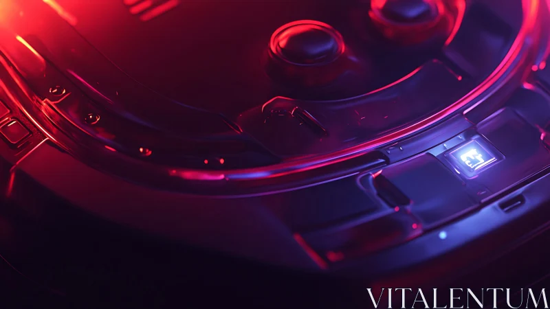 Illuminated curved device surface shows controls and indicator