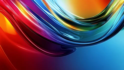 Colorful glasslike waves flow in a bright, fluid abstract scene