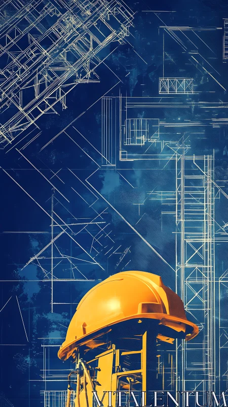 Yellow Sentinel: Engineering Dreams on Blueprint Canvas.