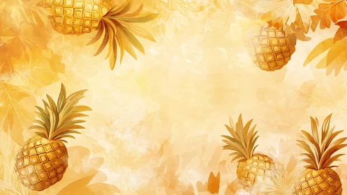 Pineapple pattern illustration on orange textured background.
