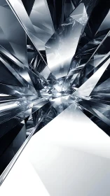 Shattered crystal shards explode into a sleek abstract void