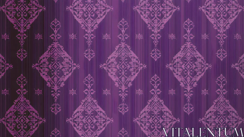 Purple textile pattern shows geometric damask diamond rows