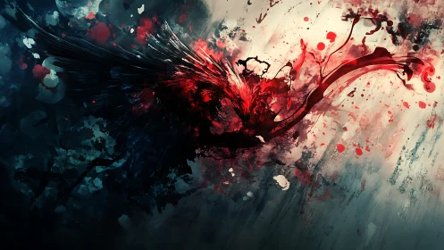 Digital abstract composition depicts fragmenting bird form