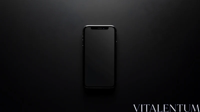 Black Smartphone Centered Against Dark Gradient Background.