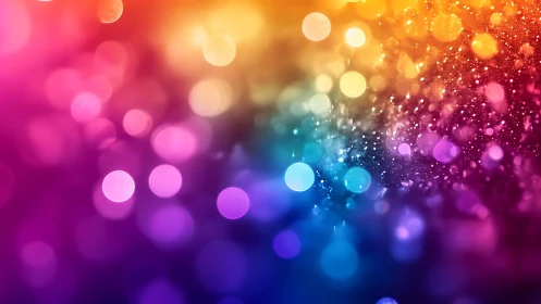 Vibrant multicolor bokeh lights abstract background digital art.