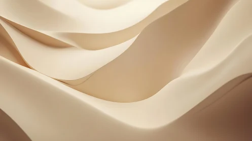 Soft Beige Abstract Waves in Minimalist 3D Digital Art Style.