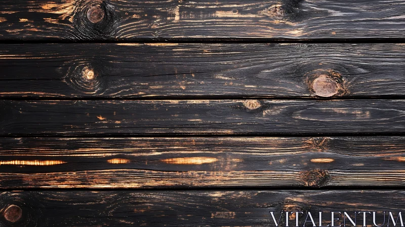 Charred dark wood planks with rustic grain texture pattern.