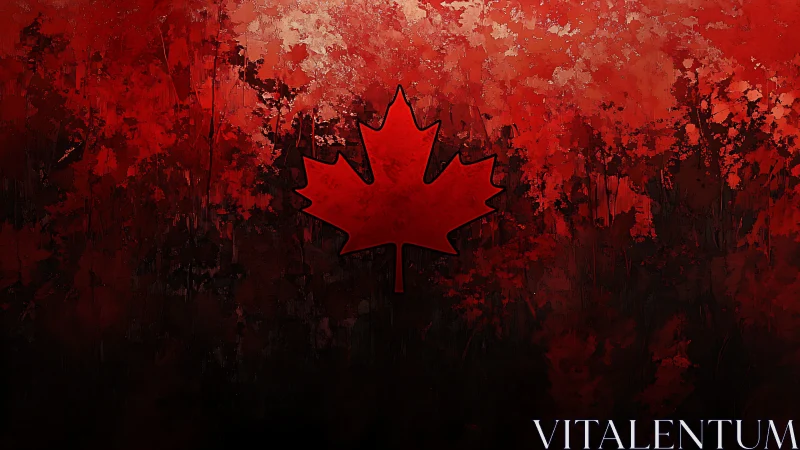 Crimson maple dreams against a bold Canadian twilight.