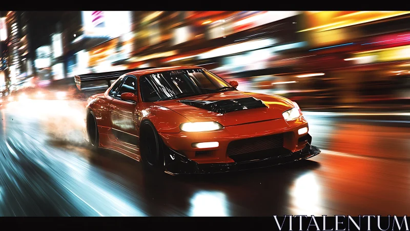 Cyberpunk street racer in dynamic motion blur composition.