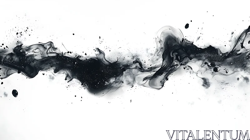 Monochrome fluid ink stream with dynamic negative space balance.
