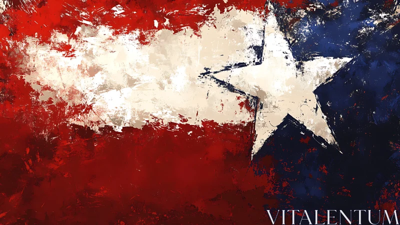 Textured tricolor flag motif with distressed central star form.