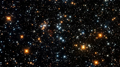 Dense starfield shows varied stellar temperatures and diffraction spikes