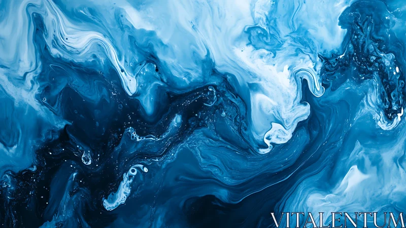 Oceanic blue fluid abstraction with swirling white currents.