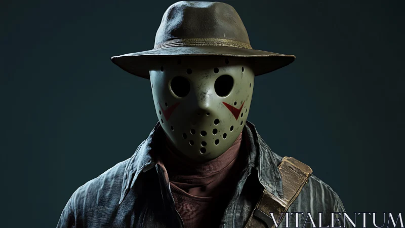 Masked slasher figure in hat under moody dramatic lighting.