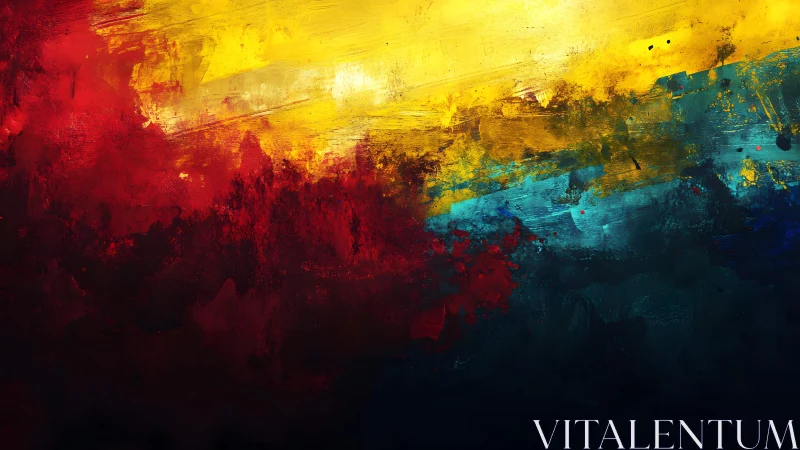 Abstract Colorful Brush Strokes with Bold Red, Yellow, and Blue Palette.