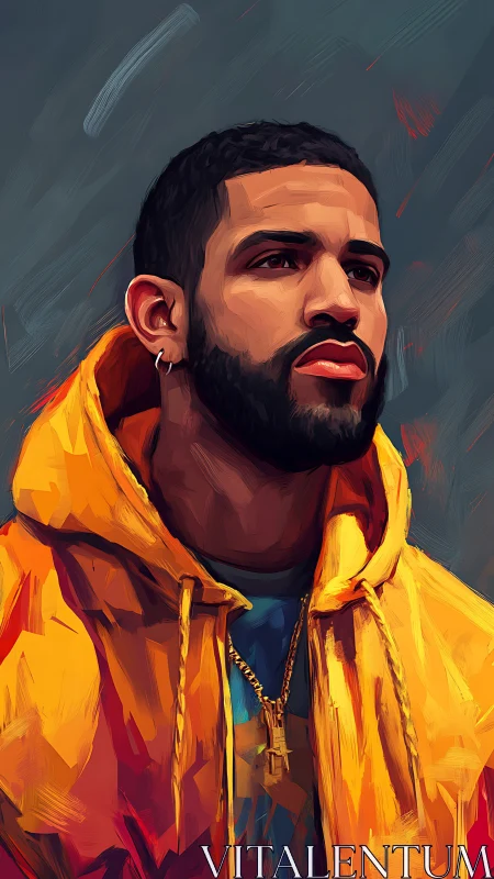 Bold portrait of a hoodie-clad dreamer in vivid strokes.