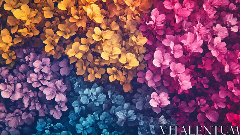 Chromatic hydrangea field with gradient spectral partitioning.