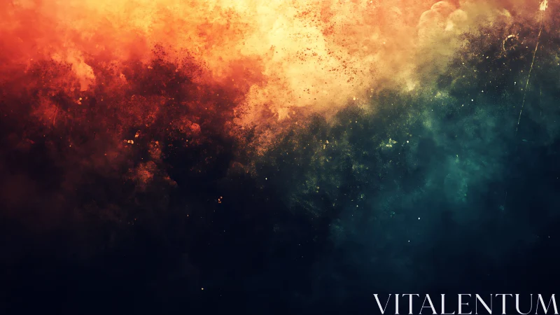 Chromatic particle dispersion simulation with warm-to-cool gradient transition