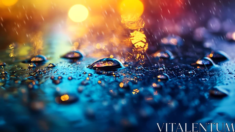 Rainlit droplets courting neon galaxies on midnight asphalt.