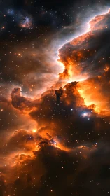 Stellar nebula cloud with dense glowing gas formations.