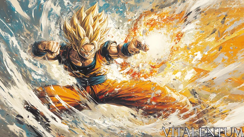 Blazing warrior unleashes radiant power in a storm of energy