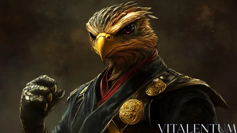 Majestic Eagle Warrior in Regal Armor, Dramatic Fantasy Art.