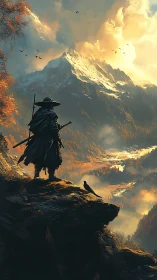 Wanderer of the high cliffs beneath story-soaked skies.