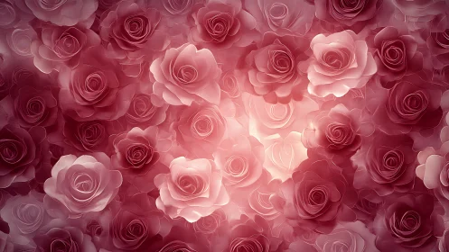 Luminous Pink Roses Layered in Soft Gradient Depths