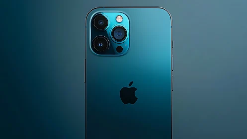 iPhone 12 Pro Pacific Blue rear camera module arrangement with optical lens assembly