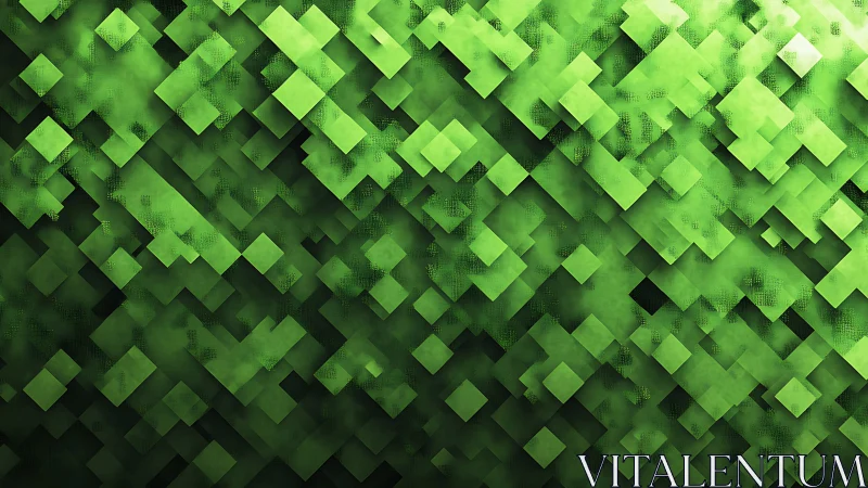 Green geometric squares form layered diagonal abstract field