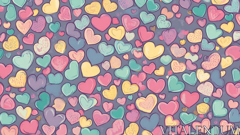 Layered Heart Composition on Muted Purple Ground with Pastel Palette