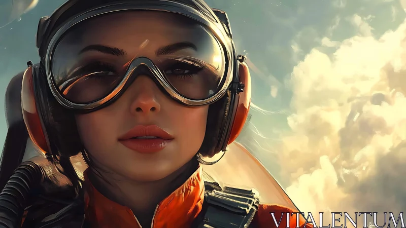 Female fighter pilot portrait in hyperreal digital painting