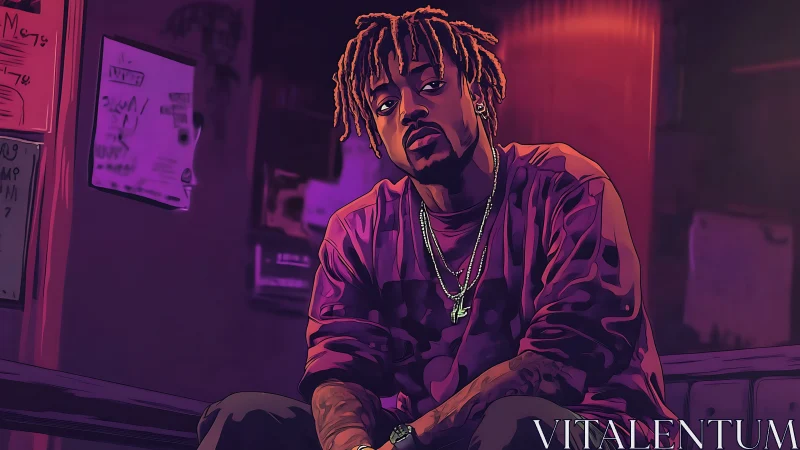 Neon-lit portrait captures a calm, confident night-time vibe