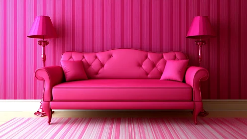 Monochrome magenta sofa vignette defines bold interior minimalism