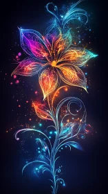 Bioluminescent Flower With Ornamental Stem Structure