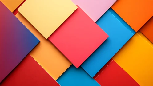 Bold geometric color blocks in layered abstract composition.