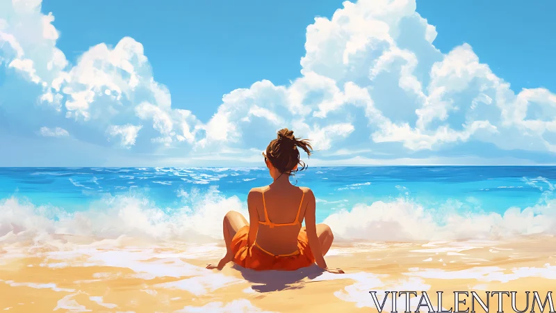 Backlit shoreline observer in luminous coastal perspective.