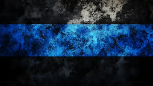 Electric blue grunge stripe slices through dark texture.