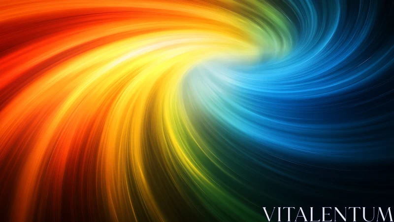 Swirling rainbow light tunnel with warm, uplifting energy.