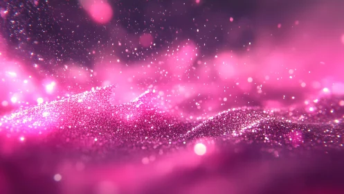 Shimmering Pink Glitter Landscape in Abstract Dreamy Style.