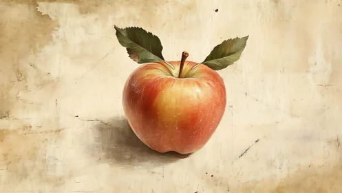 Single bi-tonal apple rendered with soft painterly lighting study