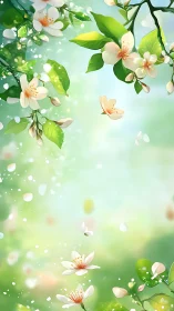 Spring Blossom Composition: White Petal Clusters with Bokeh Depth Effects