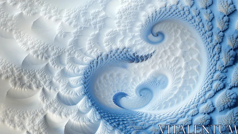 Blue and white fractal spirals in layered recursive pattern.