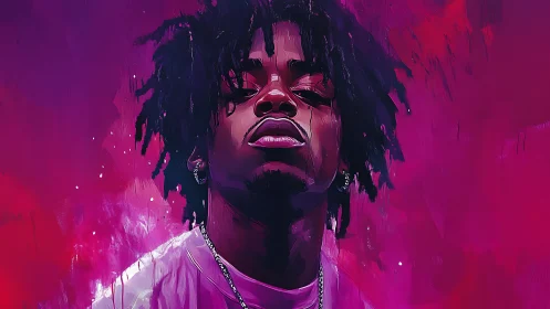 Neon velvet portrait of a defiant dreamer in magenta haze.