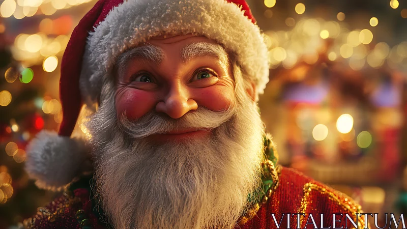 Jolly Santa’s twinkling smile spreading cozy holiday cheer.